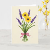 Gestreept lint bloemkaart kaart (Gele Bloem)