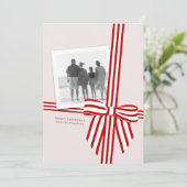 Gestreept lint plat kerstfoto kaart (Staand voorkant)