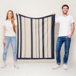 Gestreept marineblauw en crème fleece deken