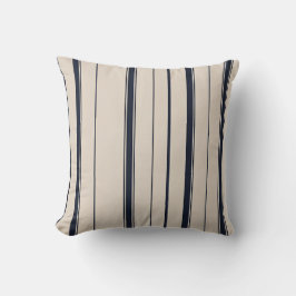 Gestreept marineblauw en crème kussen