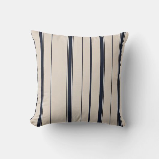Gestreept marineblauw en crème kussen (Voorkant)