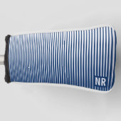 Gestreept marineblauw en wit modern abstract aange golfheadcover (Voorkant)