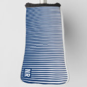 Gestreept marineblauw en wit modern abstract aange golfheadcover (Draai 90)