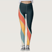 Gestreept marineblauw geel & roze  palet leggings (Voorkant)