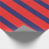 Gestreept (marineblauw & rood)  cadeaupapier (Hoek)
