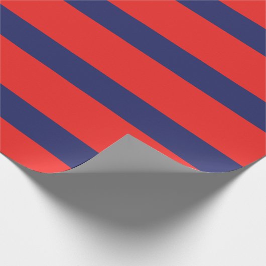 Gestreept (marineblauw & rood)  cadeaupapier (Hoek)