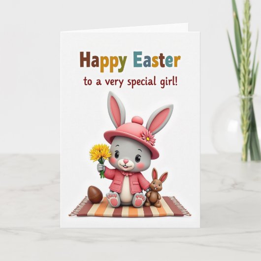 Gestreept Mat Happy Pasen Kaart (Voorkant)