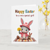Gestreept Mat Happy Pasen Kaart (Gele Bloem)