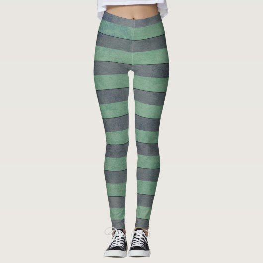 Gestreept medium groen en donkergrijze legging (Voorkant)
