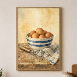Gestreept mengkom met eieren waterkleurenposter poster