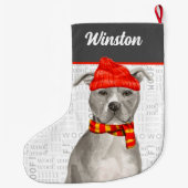 Gestreept met een Grijze Pit Bull en Dog's Name La Grote Kerstsok (Achterkant)