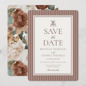 Gestreept Mocha Bruine Espresso Save the Date Kaart (Voorkant / Achterkant)