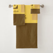Gestreept Modern Elegant Geel Bruin Monogram Bad Handdoek (Insitu)