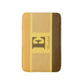 Gestreept Modern Elegant Geel Bruin Monogram Badmat (Voorkant Verticaal)