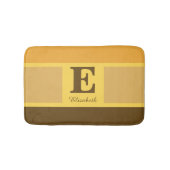 Gestreept Modern Elegant Geel Bruin Monogram Badmat (Voorkant)