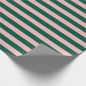 Gestreept Modern Kerstfeest Groen Roze  Cadeaupapier (Hoek)