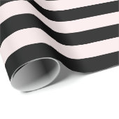 Gestreept Modern Kerstfeest Roze & Zwart Cadeaupapier (Rol Hoek)