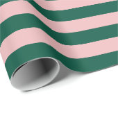 Gestreept Modern Kerstvakantie Groen Roze  Cadeaupapier (Rol Hoek)