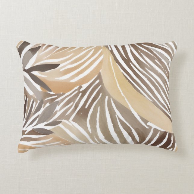 Gestreept Modern Neutraal Beige Eenvoudig Accent Kussen (Voorkant)