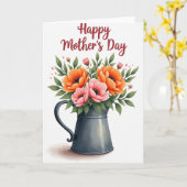 Gestreept Moederdag Bloem Kaart (Gele Bloem)