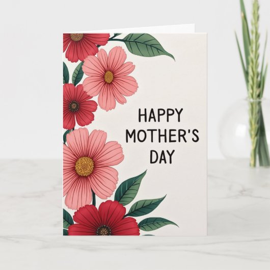 Gestreept Moederdag Bloemenhuldekaart Kaart (Voorkant)