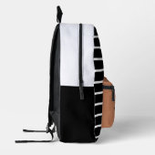 Gestreept monogram Handscript Naam zwarte karamel Bedrukte Rugzak (Links)