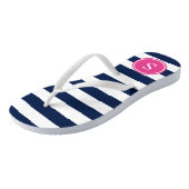 Gestreept Monogram in Navy & Roze Teenslippers (Schuin)