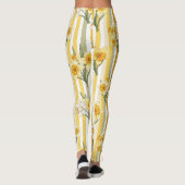 Gestreept Narcissen Bloempatroon Leggings (Achterkant)