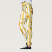Gestreept Narcissen Bloempatroon Leggings (Links)