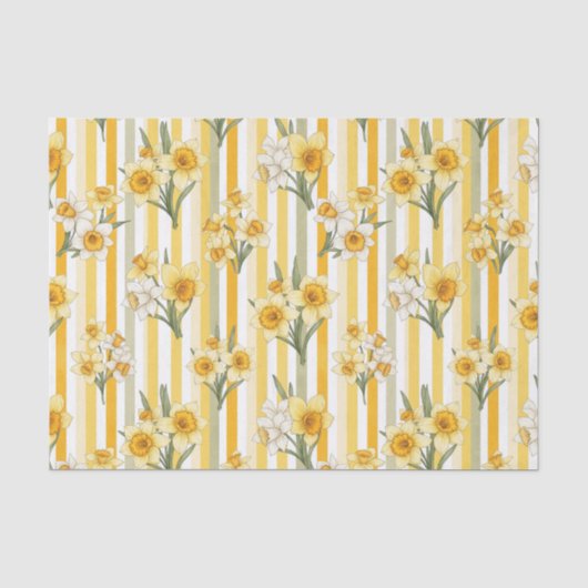 Gestreept Narcissen Bloempatroon Tissuepapier (Voorkant)