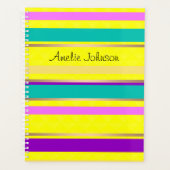 gestreept, neon, geel, roze, turquoise planner (Voorkant)