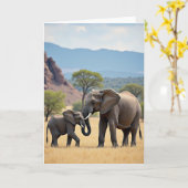Gestreept olifant liefde kaart (Gele Bloem)