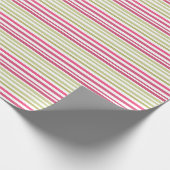 gestreept olijfroze cadeaupapier (Hoek)