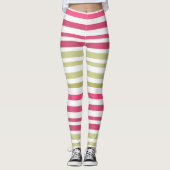 gestreept olijfroze leggings (Voorkant)