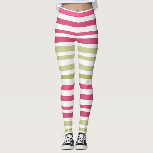 gestreept olijfroze leggings (Voorkant)
