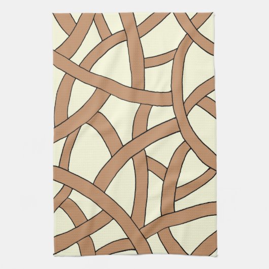 Gestreept ontwerp Bruin Crème Theedoek (Verticaal)