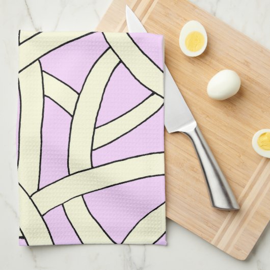 Gestreept ontwerp Roze Crème Theedoek (Quarter Fold)