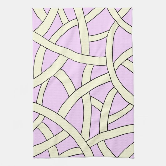 Gestreept ontwerp Roze Crème Theedoek (Verticaal)