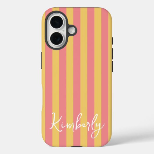 Gestreept Oranje Geel Persoonlijk  Case-Mate iPhone Case (Achterkant)