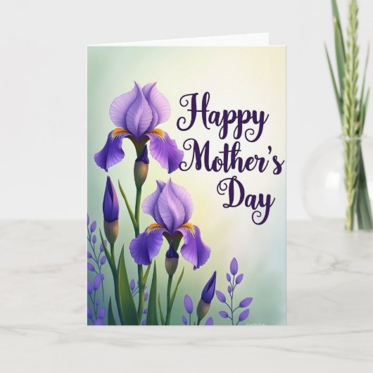 Gestreept paarse iris Moederdag kaart (Voorkant)