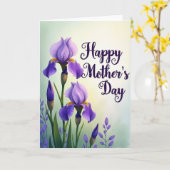 Gestreept paarse iris Moederdag kaart (Gele Bloem)