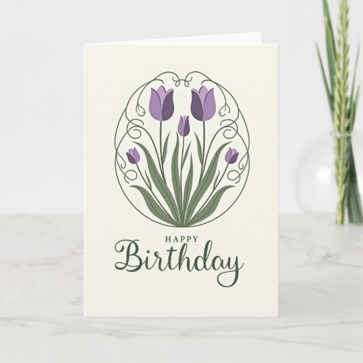 Gestreept Paarse Tulp Kunstkaart Kaart (Voorkant)