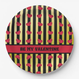 Gestreept papieren Valentijnsdag bord