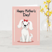 Gestreept Pastel Puppy Kaart (Gele Bloem)