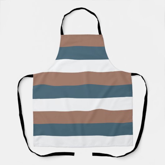 Gestreept patroon Blauwgroen Mocha Wit Schort (Voorkant)