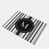 Gestreept patroon Grijs Zwart Wit Custom Monogram Deurmat (Schuin)