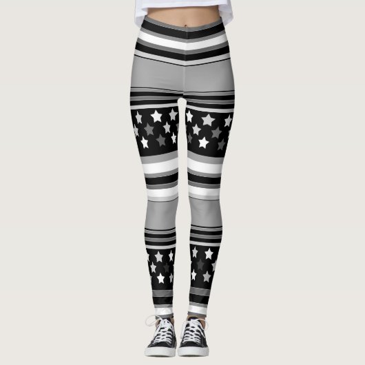 Gestreept patroon horizontaal met sterren leggings (Voorkant)