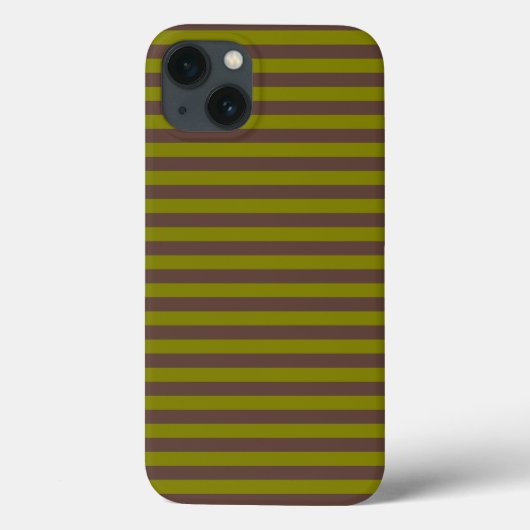 Gestreept patroon in chocoladebruin en olijfgroen Case-Mate iPhone case (Achterkant)