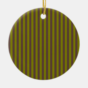 Gestreept patroon in chocoladebruin en olijfgroen keramisch ornament