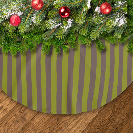 Gestreept patroon in chocoladebruin en olijfgroen kerstboom rok